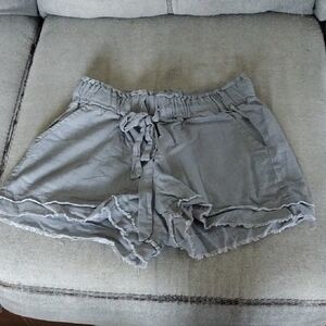 Rewash Gray Linen Shorts with Elastic Waistband